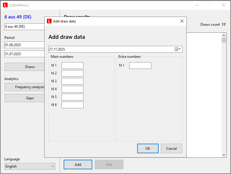 LottoMetrics: Flexible Data Input and Updates